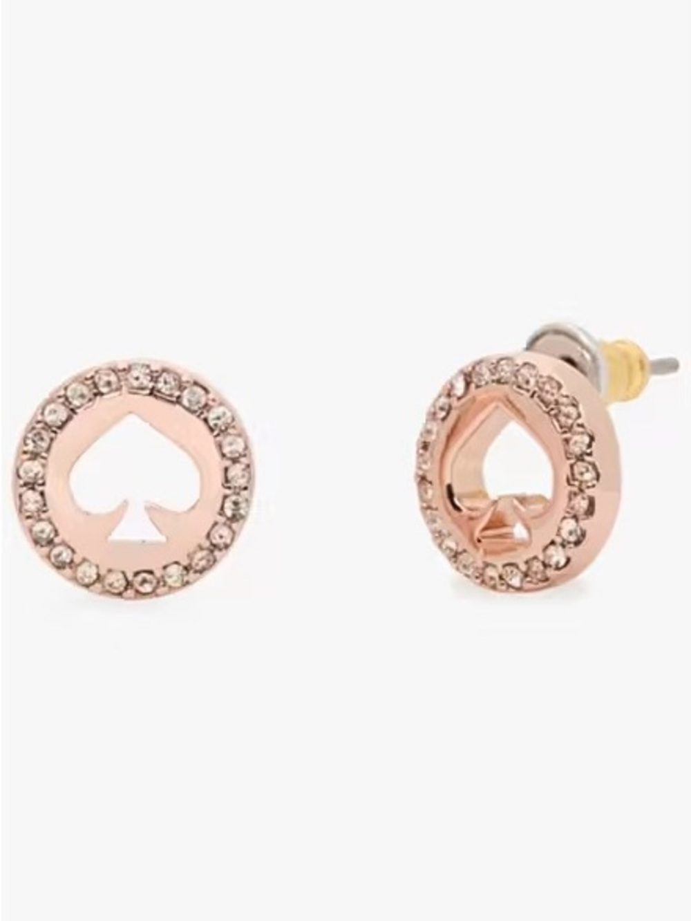 Kate Spade Spot The Spade Pave Halo Spade Studs in Clear and Rose Gold - NWT